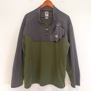 The North Face Men Green/Gray 1/4 Zip Up Long Sleeves Pullover Shirt Size XL